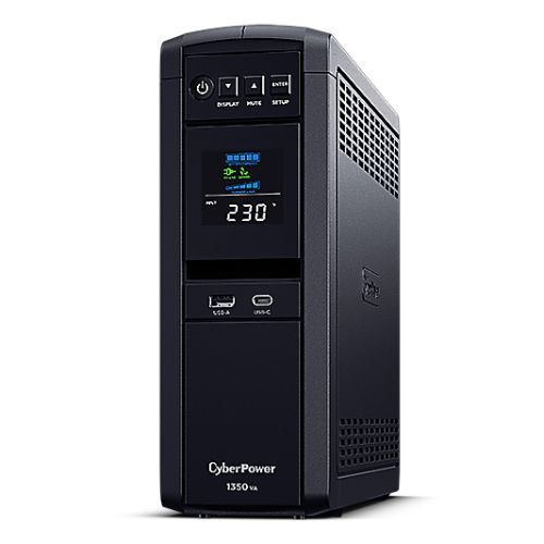 CyberPower PFC Sinewave 1350VA Line Interactive Tower UPS, 810W, LCD Display, 2x UK Plug, 4x IEC, AVR Energy Saving CyberPower PFC Sinewave 1350VA Line Interactive Tower UPS, 810W, LCD Display, 2x UK Plug, 4x IEC, AVR Energy Saving